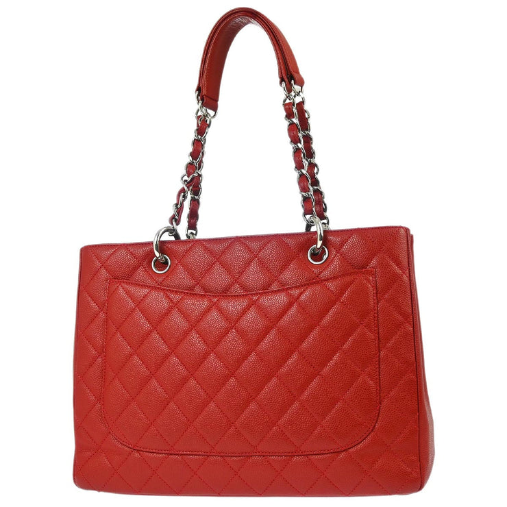 Chanel Red Caviar Grand Shopping Tote GST Chain Handbag