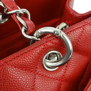 Chanel Red Caviar Grand Shopping Tote GST Chain Handbag