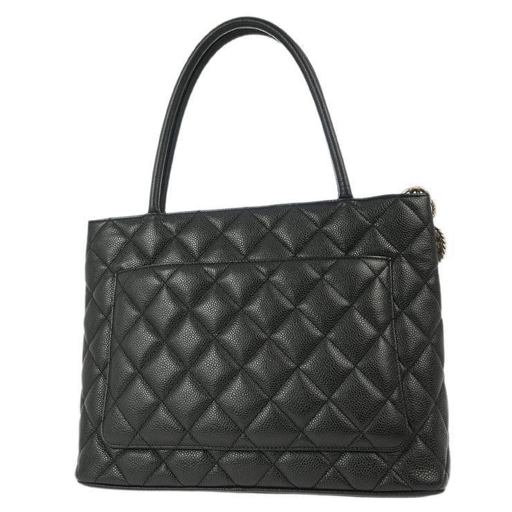 Chanel Black Caviar Medallion Tote Handbag