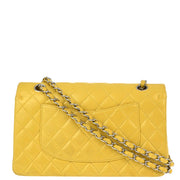 Chanel Yellow Lambskin Medium Classic Double Flap Shoulder Bag