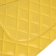 Chanel Yellow Lambskin Medium Classic Double Flap Shoulder Bag