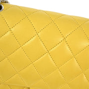 Chanel Yellow Lambskin Medium Classic Double Flap Shoulder Bag