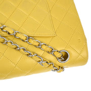 Chanel Yellow Lambskin Medium Classic Double Flap Shoulder Bag