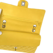 Chanel Yellow Lambskin Medium Classic Double Flap Shoulder Bag