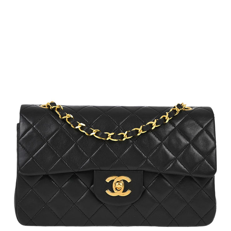 Chanel Black Lambskin Small Classic Double Flap Shoulder Bag