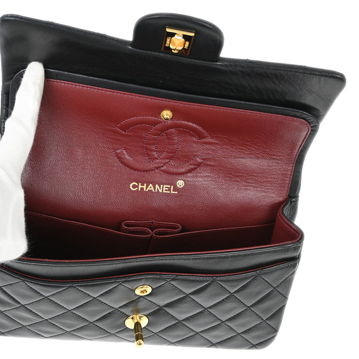 Chanel Black Lambskin Small Classic Double Flap Shoulder Bag