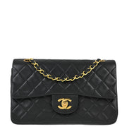 Chanel Black Lambskin Small Classic Double Flap Shoulder Bag