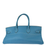 Hermes Blue Taurillon Clemence Shoulder Birkin Handbag