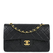 Chanel Black Lambskin Small Classic Double Flap Shoulder Bag