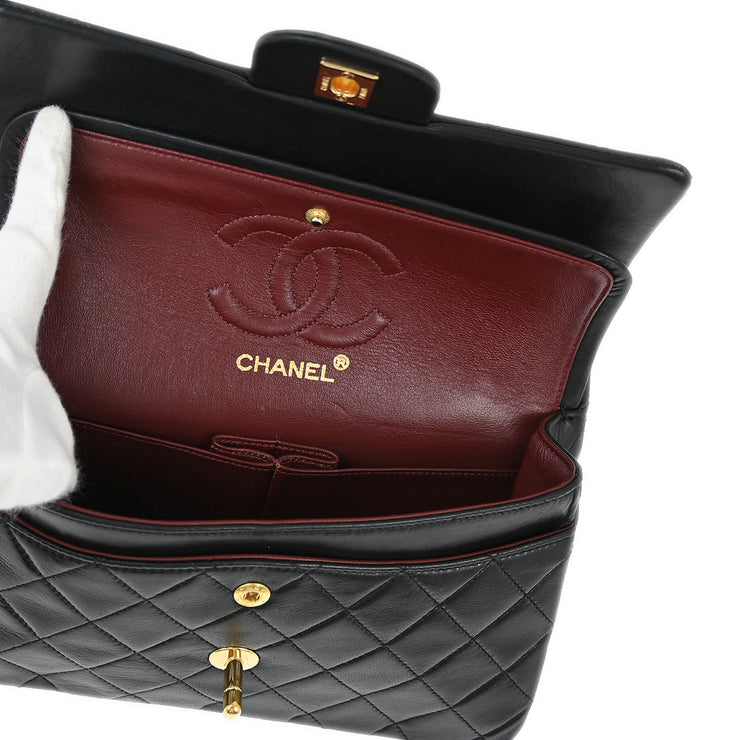 Chanel Black Lambskin Small Classic Double Flap Shoulder Bag