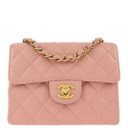 Chanel Pink Caviar Mini Classic Square Flap Bag 17