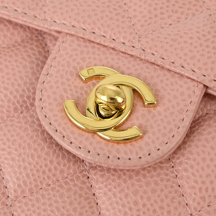 Chanel Pink Caviar Mini Classic Square Flap Bag 17