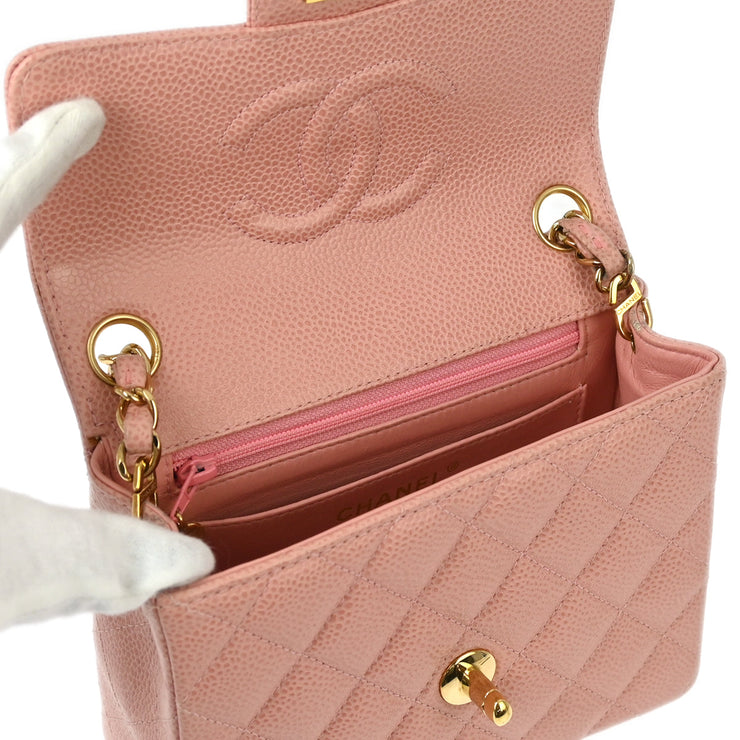 Chanel Pink Caviar Mini Classic Square Flap Bag 17