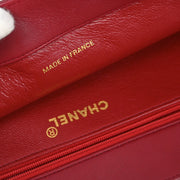 Chanel Red Lambskin Shoulder Tote Bag