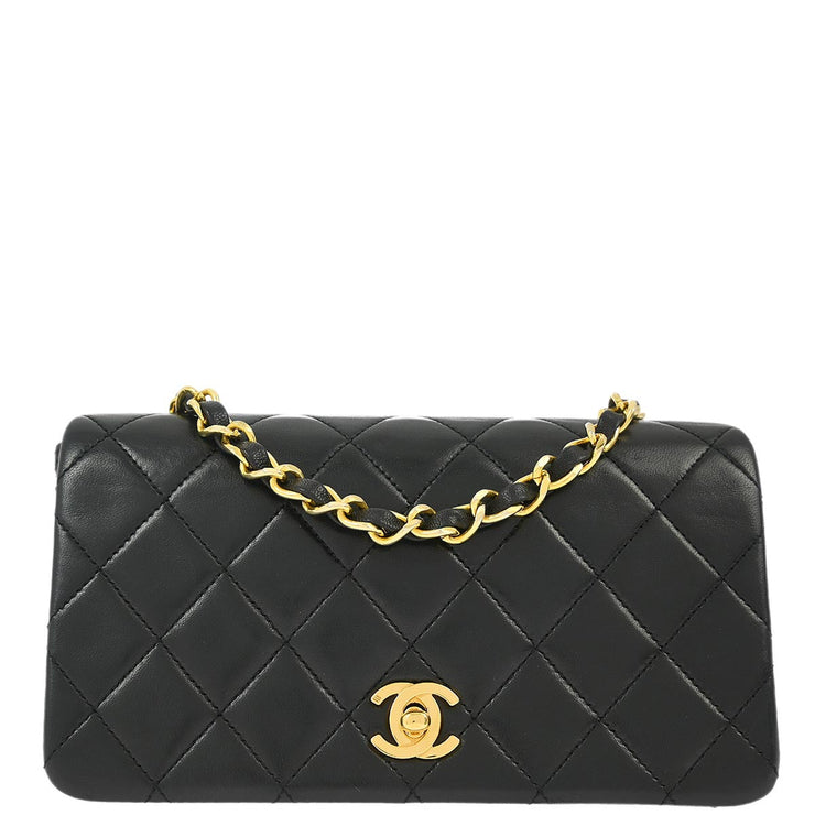 Chanel Black Lambskin Turnlock Mini Full Flap Shoulder Bag