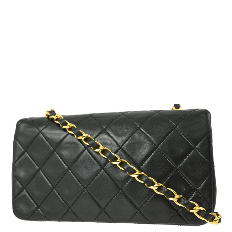 Chanel Black Lambskin Turnlock Mini Full Flap Shoulder Bag