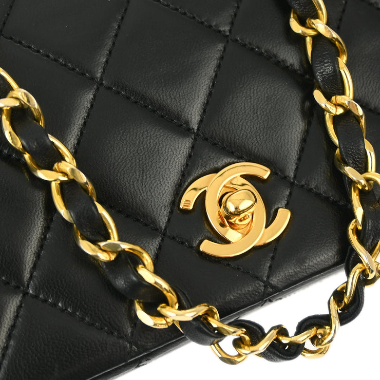 Chanel Black Lambskin Turnlock Mini Full Flap Shoulder Bag