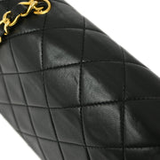 Chanel Black Lambskin Turnlock Mini Full Flap Shoulder Bag