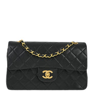 Chanel Black Lambskin Small Classic Double Flap Shoulder Bag