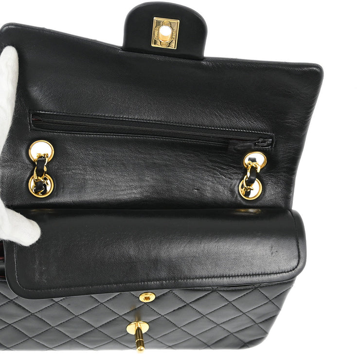 Chanel Black Lambskin Small Classic Double Flap Shoulder Bag