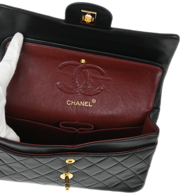 Chanel Black Lambskin Small Classic Double Flap Shoulder Bag