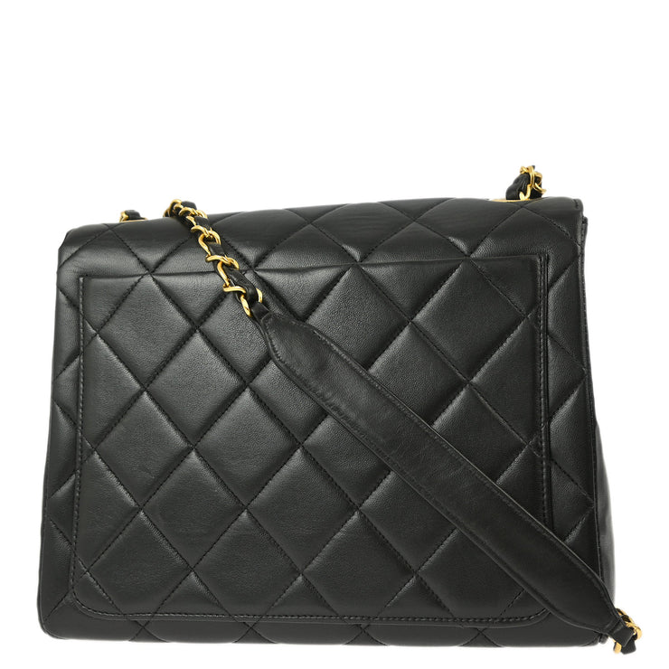 Chanel Black Lambskin Straight Flap Chain Shoulder Bag