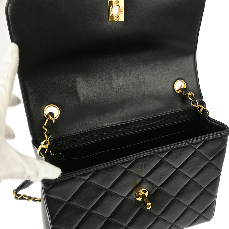 Chanel Black Lambskin Straight Flap Chain Shoulder Bag