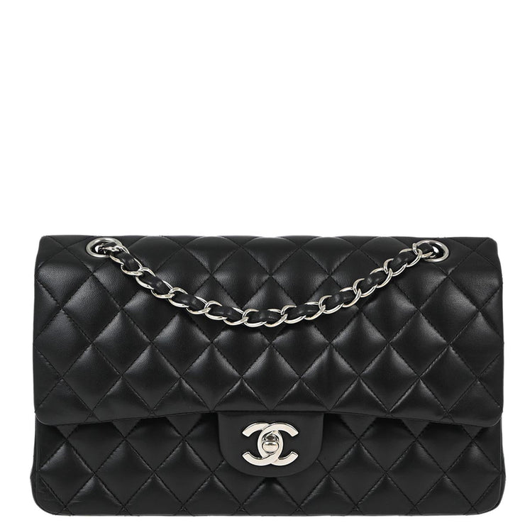 Chanel Black Lambskin Medium Classic Double Flap Shoulder Bag