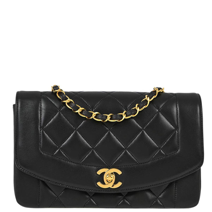 Chanel Black Lambskin Small Diana Shoulder Bag