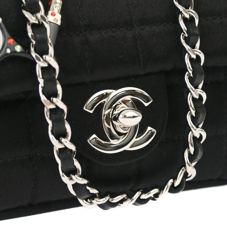 Chanel Black Satin Choco Bar Lipstick Shoulder Bag