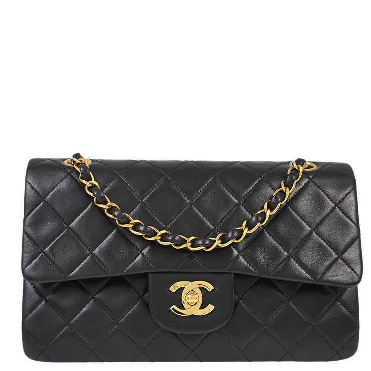 Chanel Black Lambskin Small Classic Double Flap Shoulder Bag