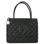 Chanel Black Caviar Medallion Tote Handbag