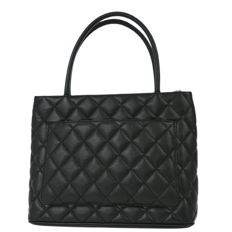 Chanel Black Caviar Medallion Tote Handbag