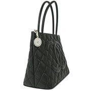 Chanel Black Caviar Medallion Tote Handbag