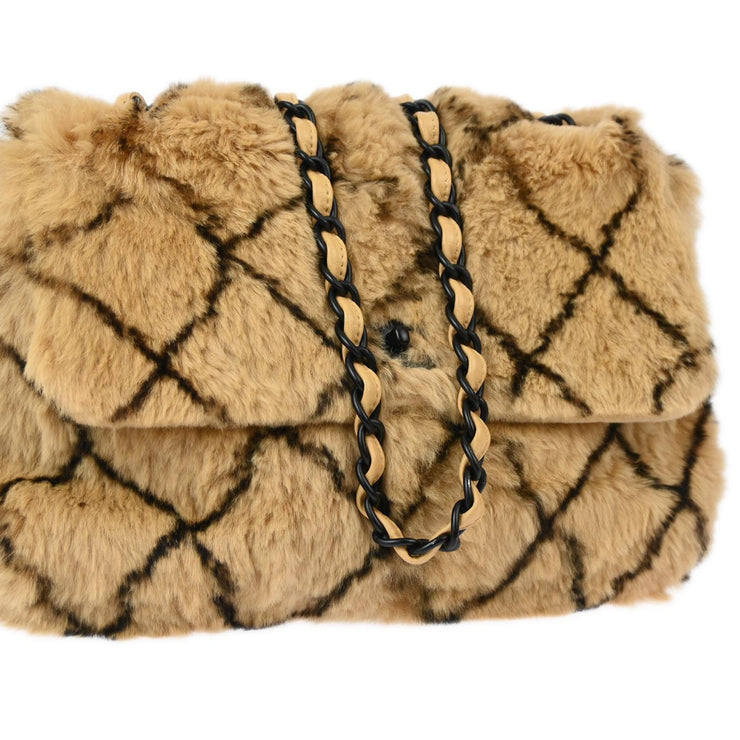 Chanel Beige Fur Chain Shoulder Bag