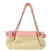 Chanel Pink Cotton Lambskin Double Chain Handbag