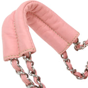 Chanel Pink Cotton Lambskin Double Chain Handbag