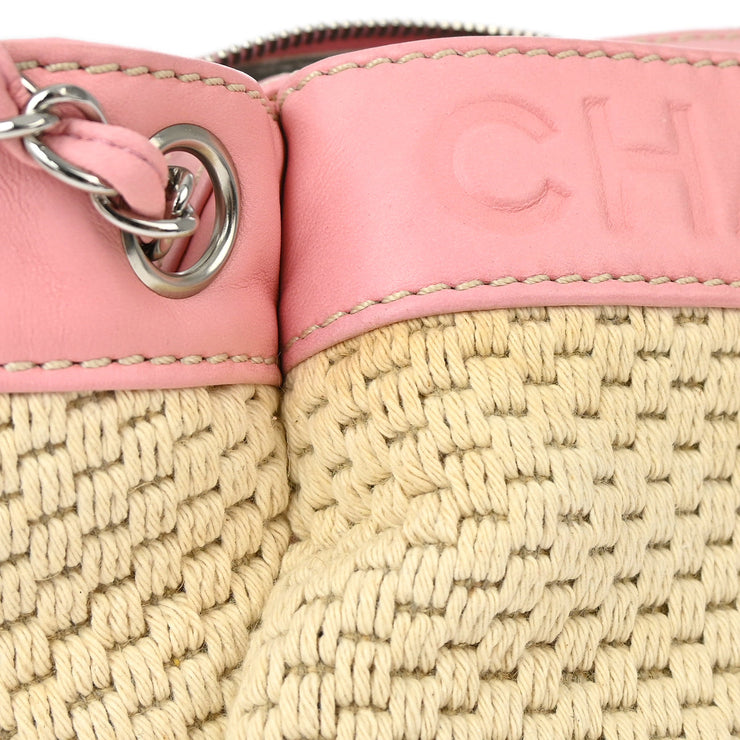 Chanel Pink Cotton Lambskin Double Chain Handbag