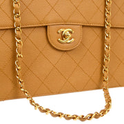 Chanel Beige Caviar Single Flap Shoulder Bag