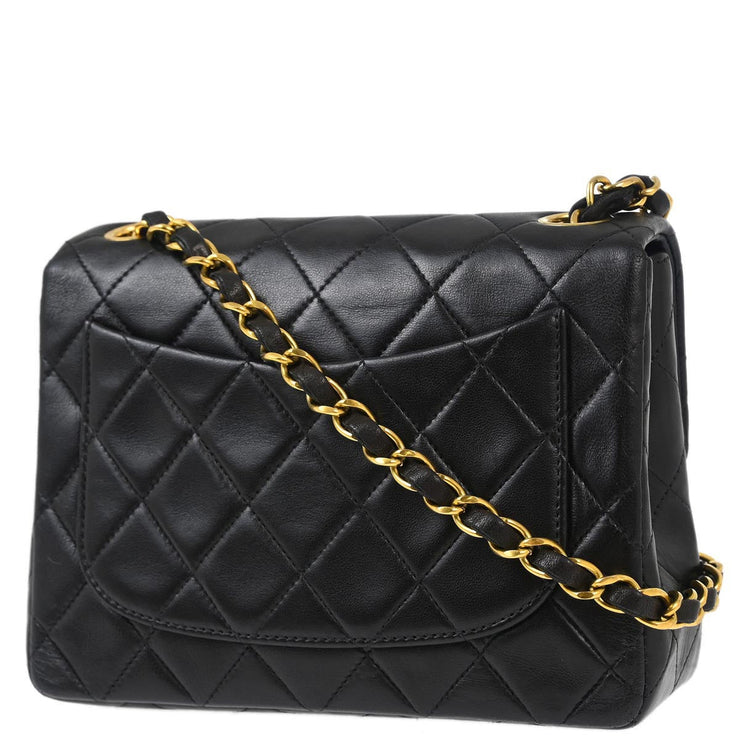 Chanel Black Lambskin Mini Classic Square Flap Shoulder Bag 17