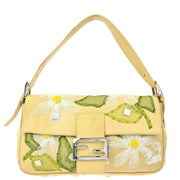 Fendi Beige Embroidered Baguette Handbag