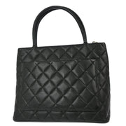 Chanel Black Caviar Medallion Tote Handbag