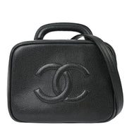 Chanel Black Caviar 2way Vanity Shoulder Handbag