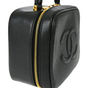 Chanel Black Caviar 2way Vanity Shoulder Handbag