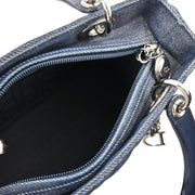 Christian Dior Navy Denim Medium Lady Dior Cannage 2way Shoulder Handbag