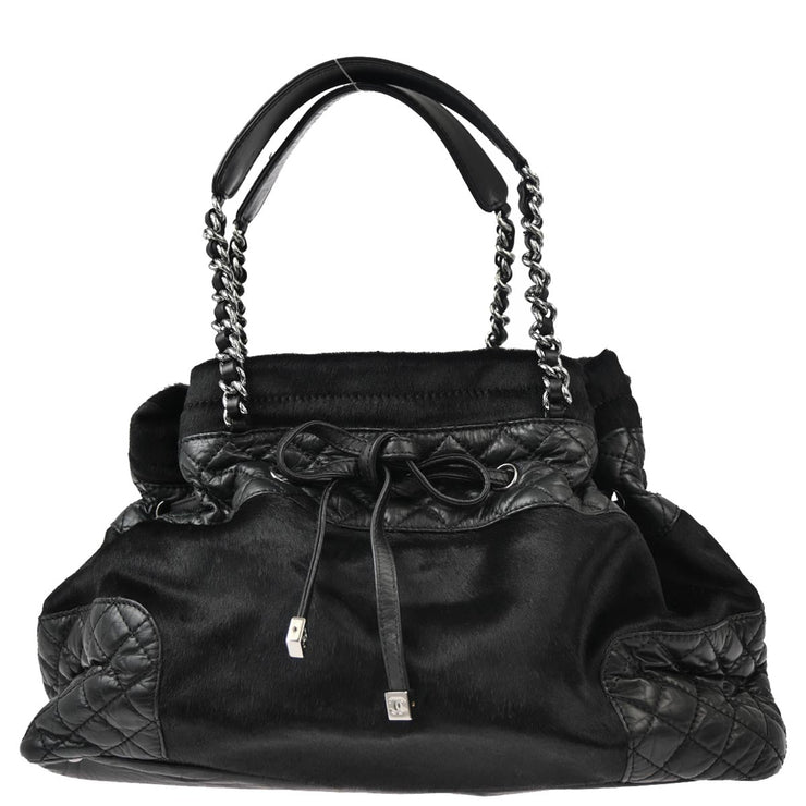 Chanel Black Pony Hair Calfskin Tote Bag