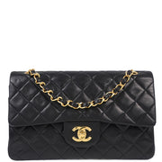 Chanel Black Lambskin Small Classic Double Flap Shoulder Bag