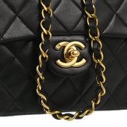 Chanel Black Lambskin Mini Classic Square Flap Shoulder Bag 17