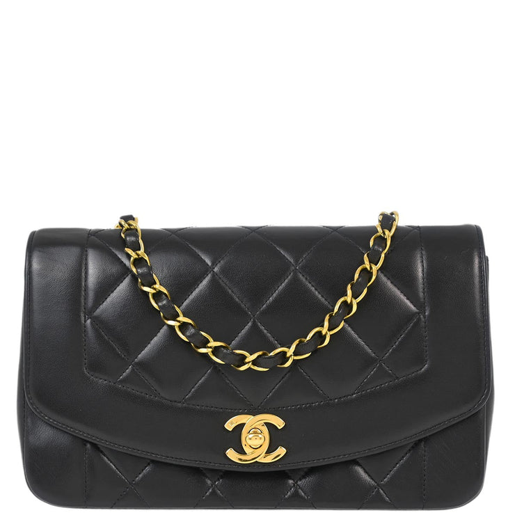 Chanel Black Lambskin Small Diana Shoulder Bag