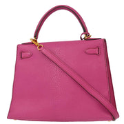 Hermes Fuchsia Chevre Kelly 28 Sellier 2way Shoulder Handbag